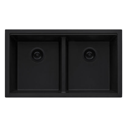Ruvati 33 x 19 inch Granite Composite Undermount Low Divide Double Bowl Kitchen Sink