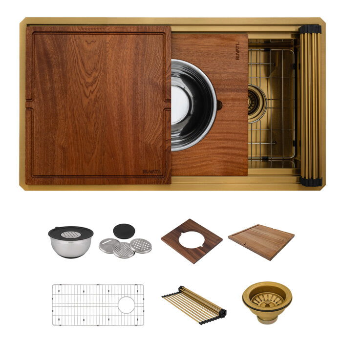 Ruvati 33-inch Workstation Two-Tiered Ledge Kitchen Sink Undermount