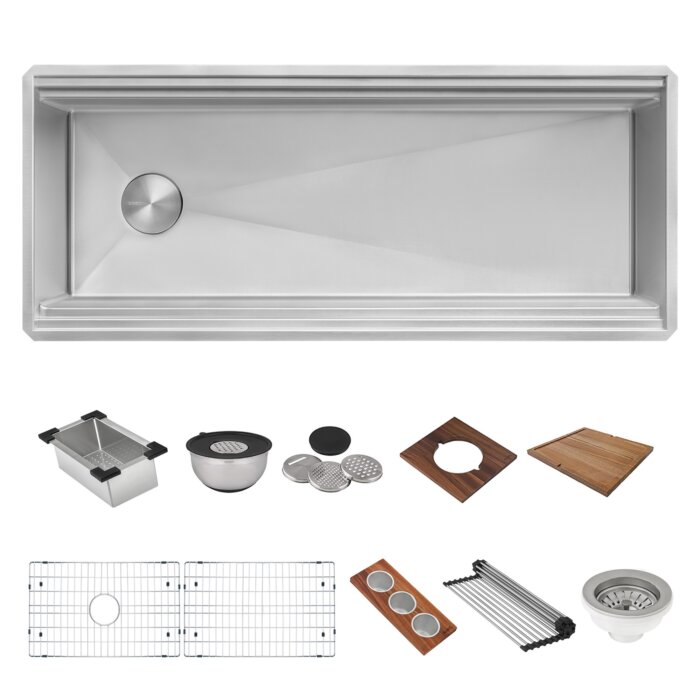 Ruvati 45-inch Workstation Two-Tiered Ledge Undermount Kitchen Sink